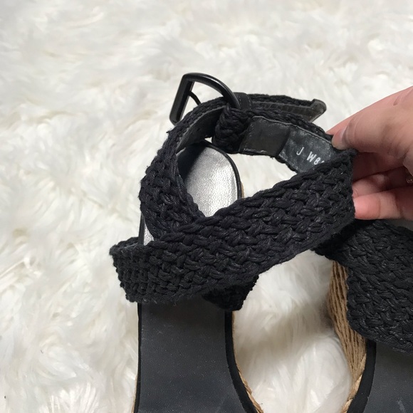 Stuart Weitzman Black SuedeTrimmed Crocheted Wedge - Picture 3 of 8